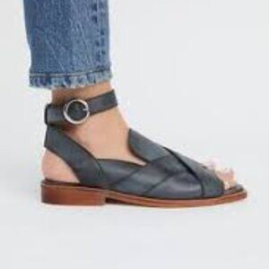 Free People Women's Catherine Ankle Strap Sandal Black Women's Sandals sz 37/7